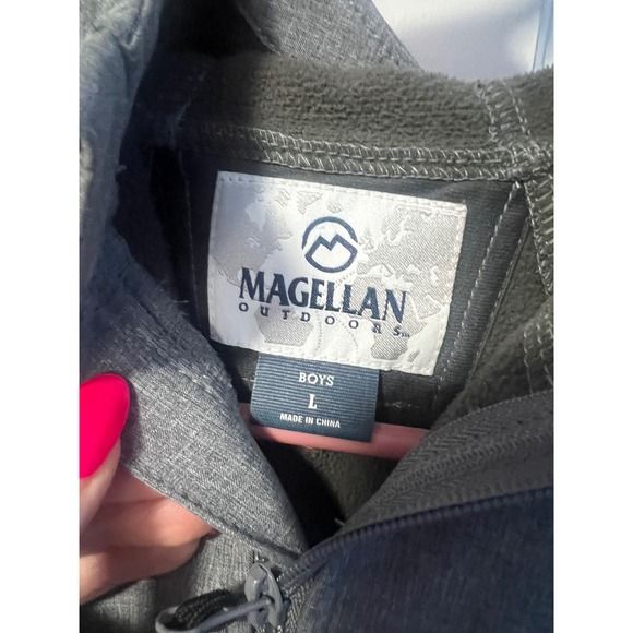 Magellan Outdoors Jacket Full Zip Hooded Gray Blue Boys Size L - Picture 3 of 7
